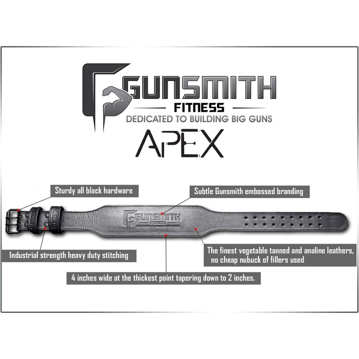 Пояс Gunsmith ультра-преміум чорний для важкої атлетики унісекс