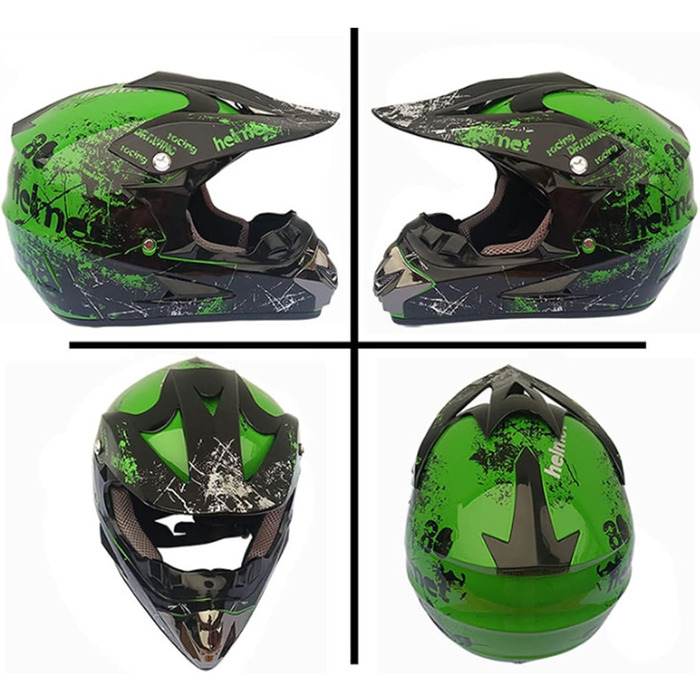 Дитячий мотокросовий шолом Fullface MTB з ABS, чоловічий/жіночий мотоциклетний шолом для даунхілу, квадроцикла, з окулярами та рукавичками
