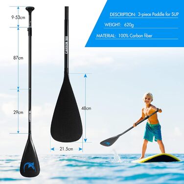 Весло Nemaxx для SUP, човнів, каяків, каное, 100% карбон
