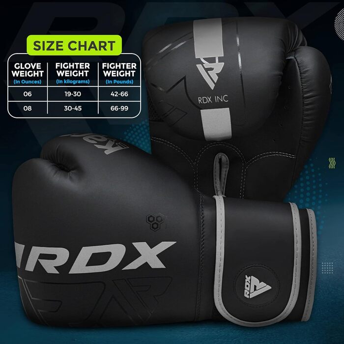 Дитячі боксерські рукавички RDX 6oz для муай-тай, кікбоксингу та ММА, чорні, Maya Hide шкіра, для тренувань і спарингів