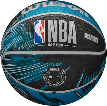 Баскетбольні м'ячі серії WILSON NBA DRV для приміщень та активного відпочинку (чорний/синій, розмір 7 - 29,5')