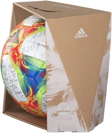 Футбольний м’яч adidas Conext 19 Omb, розмір 5, біло-жовтий/червоний/синій, офіційний матчевий