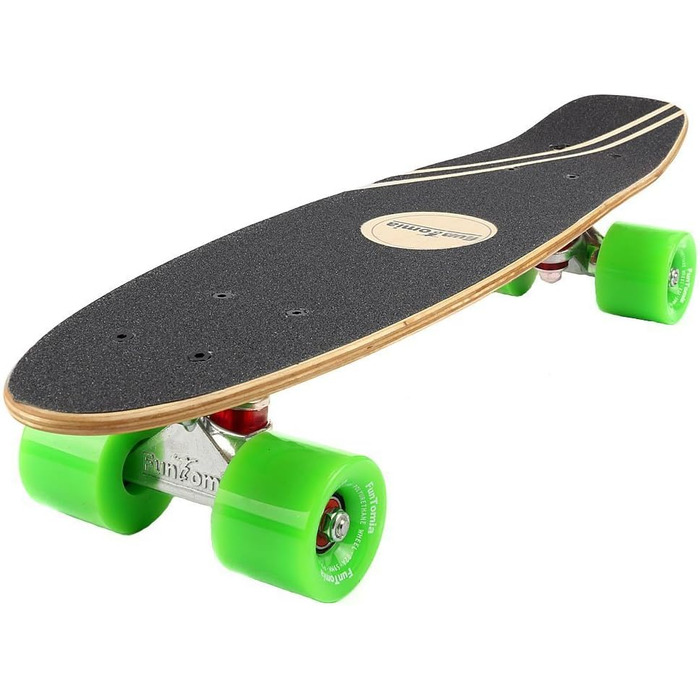 Скейтборд FunTomia Mini-Board Cruiser 57см виготовлений з 7-шарового дерева канадського клена з підшипниками Mach1 ABEC-9 (Orange Skater / з зеленими колесами)