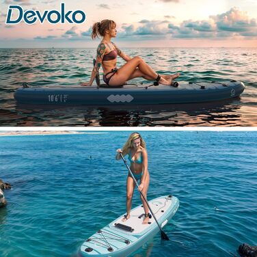 Надувна SUP-дошка Devoko 320 см, 2-в-1 з каяк-сидінням і аксесуарами, до 160 кг, для серфінгу, риболовлі та йоги
