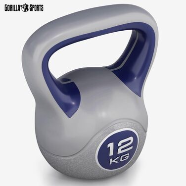 Кетлбел GORILLA SPORTS® з пластику, 2-20 кг, одинарний або набір, гиря для фітнесу, тренувань, силових вправ