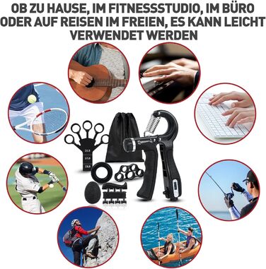 Тренажер для рук GOORFAC Тренажер для пальців (6 предметів) Силовий тренажер хвату Силовий хват Сильніший регульований тренажер передпліччя Тренажер для пальців Тренажер для тренування рук Тренажер для зап'ястя Пристрій для тренування пальців