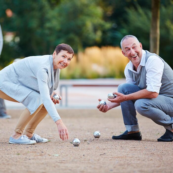 Набір Relaxdays Boule 8 сталевих куль, м'яч-мішень, вимірювач, футляр