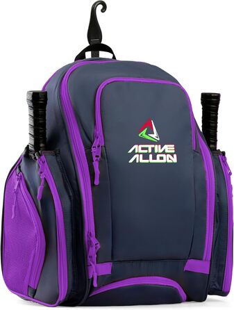 Рюкзак для піклболу ACTIVE ALLON — міцна сумка на плече для жінок і чоловіків, вміщує 2-4 ракетки, із гачком для паркану, відділенням для взуття та тримачем для пляшки води