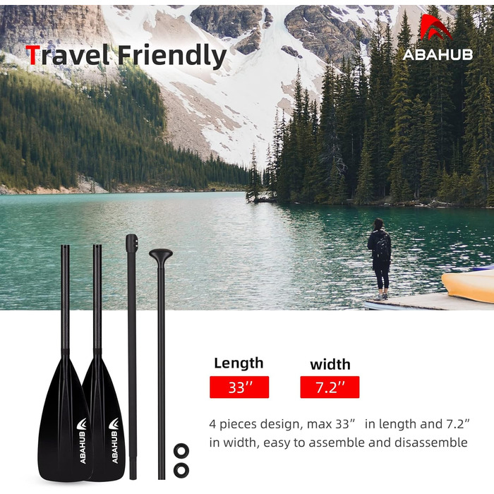 Весло Carbon SUP/Kayak, регульоване, легке, чорне-2в1