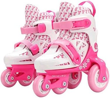 Роликові ковзани Sumeber Inline Kids Tri-Line регульована довжина Kid Boys Girls Roller Skates Outdoor/Indoor (рожеві, S(31-34))