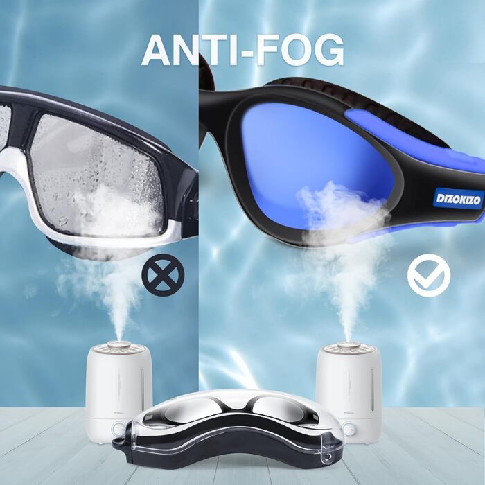 Окуляри для плавання Anti-Fog Унісекс Захист UV No Leakage (Blue/REVO)