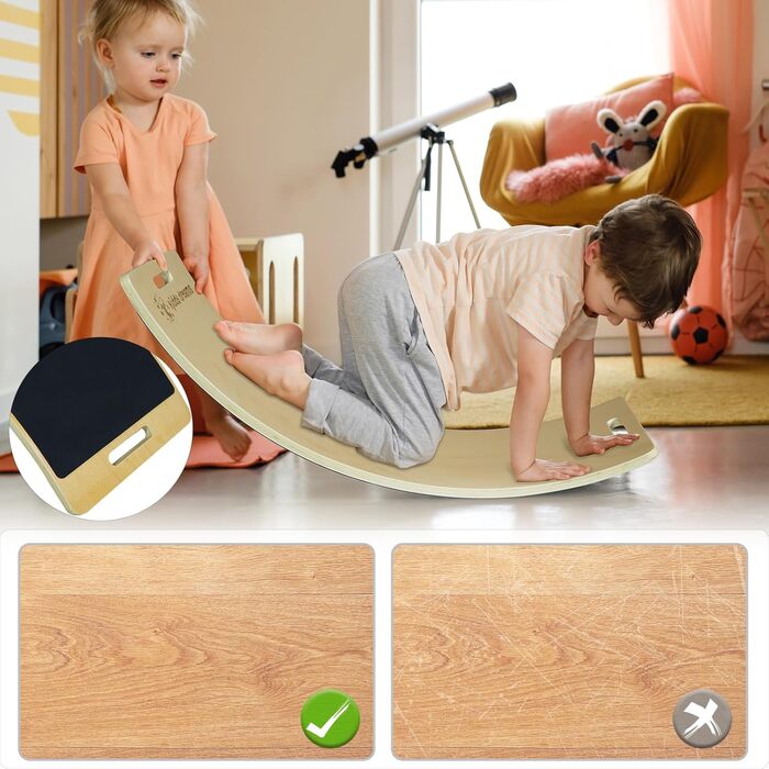 Дитяча балансувальна дошка CCLIFE з дерева, 85x30 см, з EVA-матом, Montessori-іграшка для дітей від 3 років