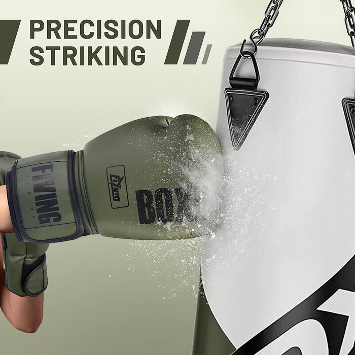 Жіночі боксерські рукавички FIVING Pro Style 10oz, PU шкіра, для тренувань, муай-тай, спарингів, боксу, зелений колір