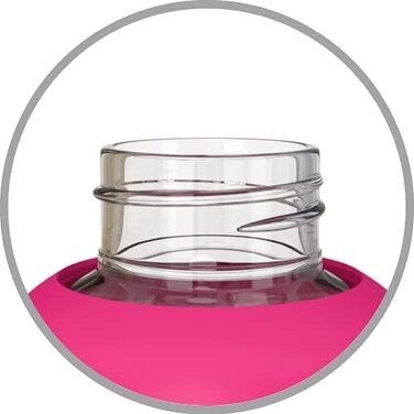Скляна пляшка для води Be-Active 1000 мл з боросилікатного скла, BPA Free, з силіконовим чохлом, гаряче рожевий колір