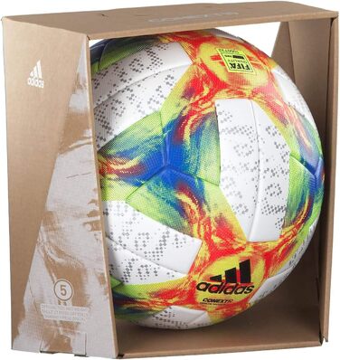 Футбольний м’яч adidas Conext 19 Omb, розмір 5, біло-жовтий/червоний/синій, офіційний матчевий