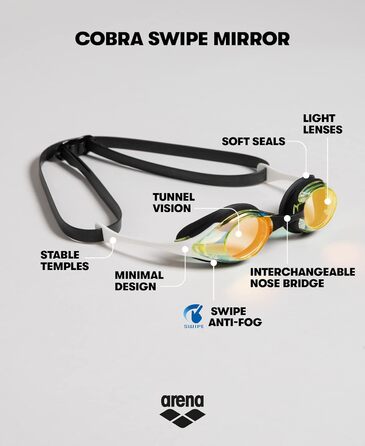 Чоловічі окуляри для плавання ARENA Cobra Swipe Mirror (упаковка з ук) (один розмір, жовтий мідно-білий)