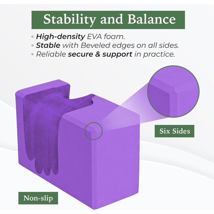 Пакети Підтримка зап'ястя, комфорт і сила хвата, пінопластові блоки EVA Аксесуари для йоги Йога Цегла для йоги (A Lavendel), 4All Yoga Blocks 2