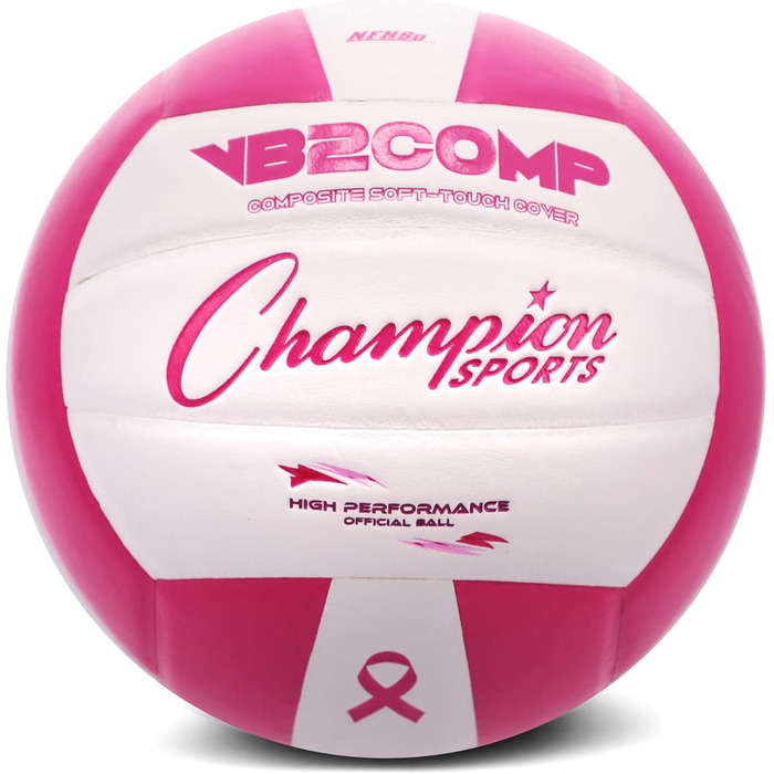 Офіційний волейбольний м'яч Champion Sports VB зі штучної шкіри - кілька кольорів (рожевий/білий)