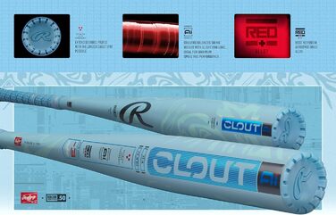 Бейсбольна бита Rawlings Clout AI 2025, 31”, сплав, BBCOR, -3, 2 5/8''