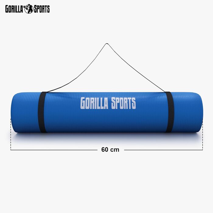 Килимок для йоги GORILLA SPORTS 190x60/100x1,5 см, без фталатів, не ковзкий