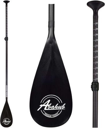 SUP весло Abahub 3-секційне карбонове з чохлом, телескопічне 170-218 см, карбоновий держак, пластикове лезо, чорне/сіре/синє/помаранчеве/червоне/жовте, для SUP-дошки та серфборду