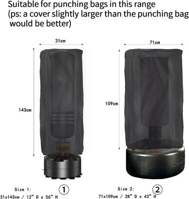 Чохол для боксерської груші POMER, важка боксерська груша, захисний чохол для внутрішнього та зовнішнього використання, окремо стояча боксерська груша, водонепроникна, 28 x 148 см