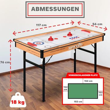 Стіл SereneLife 4-в-1: теніс, більярд, аерохокей, керлінг