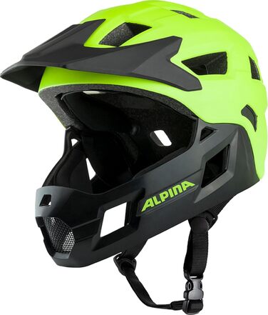 Дитячий велошолом Alpina Rupi Fullface знімний підборіддя, регульований, для MTB, легкий і безпечний, вентиляція, матовий Be Visible