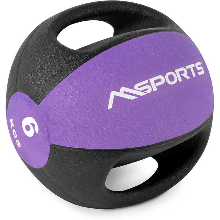 М'яч MSPORTS Med Ball Premium з ручками 1-10 кг (6 кг - фіолетовий)