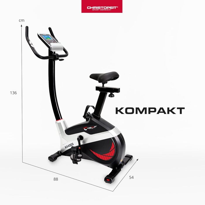 Велотренажер Christopeit Sport Ergometer AX 4000-24-Step, вага до 150 кг і зріст 195 см - магнітна гальмівна система 8 кг