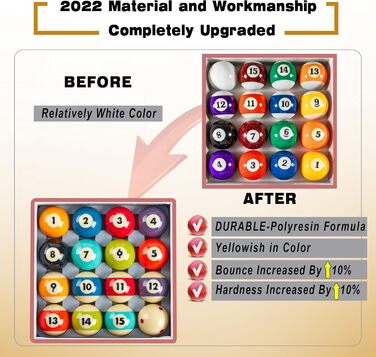 Більярдні кулі Аксесуари для більярдного столу 2-1/10,2 см Розмір правила 16 Більярдні кулі Більярдний набір (Преміум Яскравий)