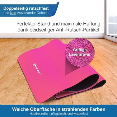 Професійний килимок для йоги Sportastisch 'Yoga Star Нековзний гімнастичний килимок TPE, килимок для фітнесу 6 мм Спортивний килимок з м'якою підкладкою для тренувань вдома (183 x 61 см) (Lotus Pink)