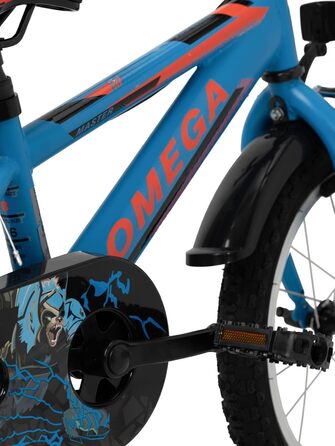 Дитячий велосипед OMEGA BIKES Master для дівчаток та хлопчиків, алюмінієва рама 12-20 дюймів, ручне гальмо, допоміжні колеса, дитячий велосипед класичний, велосипед для дітей 16 дюймів синій