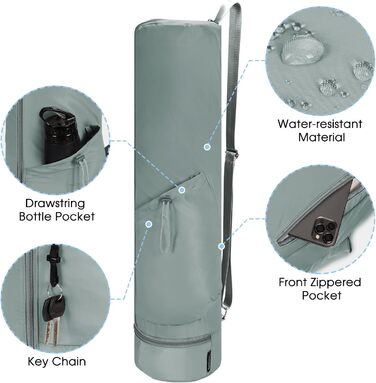 Сумка для йоги жінки з вологим відділенням і кишенею для пляшки Сумка для йоги на повній блискавці Регульований плечовий ремінь Спортивна сумка для йоги сірий