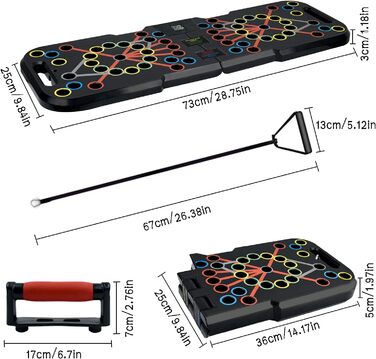 Складна система дошки для віджимання 41-в-1 з петлями для ручок, стрічками та розумним лічильником, дошка для віджимань Система зміцнення м'язів для домашнього фітнес-тренування Тренажерний зал Стійка для вправ