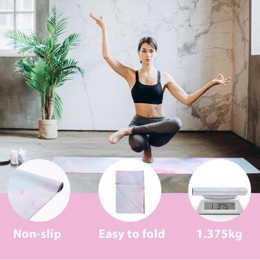 Килимок для йоги Hivexagon Складний 1,5 мм Dik, Rutshfest Travel Yoga Mat Cover Sweaty Absorbent Aund Holy Exercises Килимок для тренувань для йоги, пілатесу та фітнесу (синій)