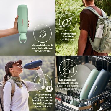 Металева пляшка SodaStream Fizz&go COOL 0,9 л, сумісна з Duo, E-Duo, Terra, для газованої води, тримає температуру до 12 годин, можна мити в посудомийній машині, BPA-free