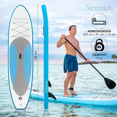 Набір SUP-дошки SereneLife, аксесуари, надувна дошка для веслування