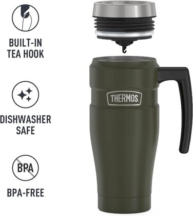 Термокружка Thermos Stainless King 473 мл, армійсько-зелена, нержавіюча сталь