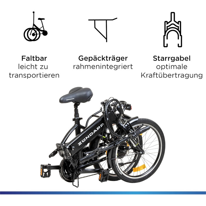 Велосипед складаний для дорослих 150-180 см, 6 передач, StVO, 101 E-Bike 20