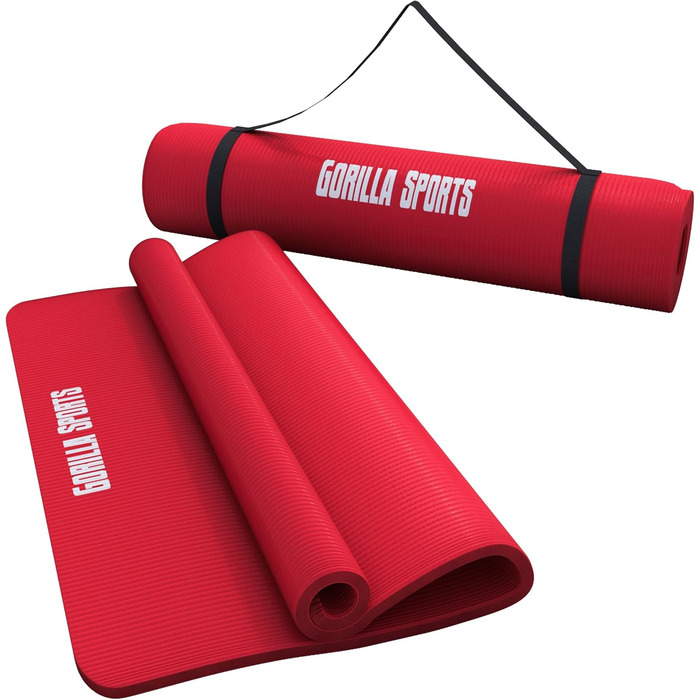 Килимок для йоги GORILLA SPORTS 190x60/100x1,5 см червоний