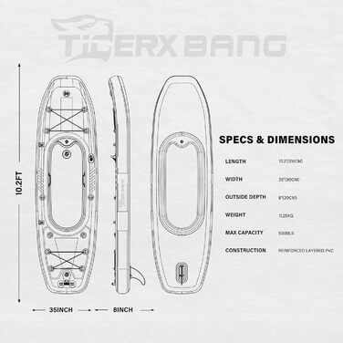 Набір байдарок TIGERXBANG 10.2 з насосом/кермом/рюкзаком для риболовлі/туризму