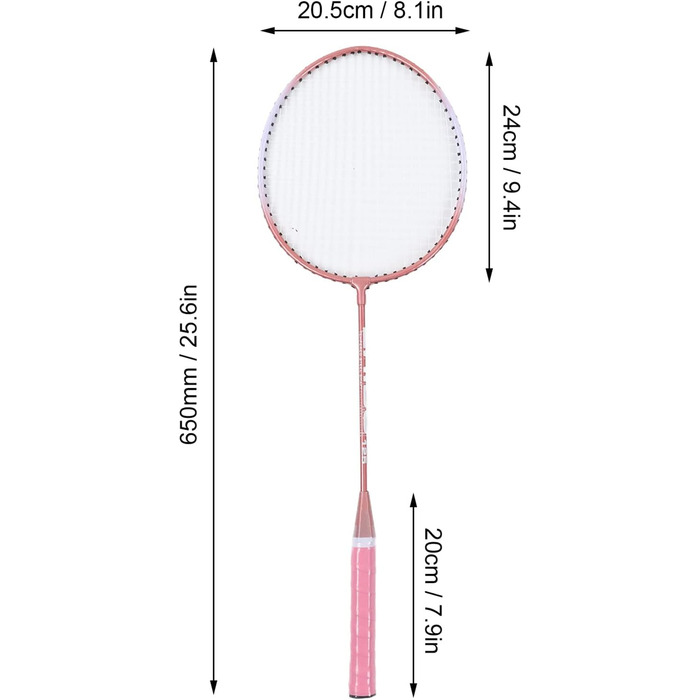 Набір ракеток для бадмінтону, 2 шт., протиковзка ручка, сумка, ZB125, рожева