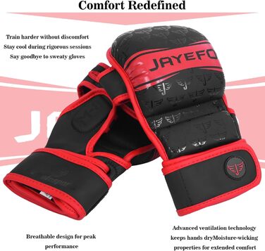 MMA рукавички Jayefo з відкритою долонею для спарингу та греплінгу, універсальні для чоловіків і жінок, підтримка зап'ястя, для MMA, боксу, муай-тай, кікбоксингу