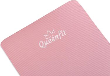 Килимок для йоги Queenfit NBR - Килимок для вправ 180x61см - Фітнес - Гімнастичний килимок - Ремені для перенесення - Пілатес - Спортивний килимок - Товщина 1,5 см - Знецінення рухів - Аеробіка Рожевий