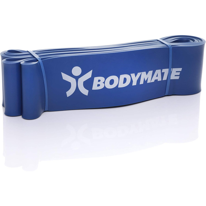 Фітнес-гумка BODYMATE 208 см, еластична стрічка опору з натурального латексу, тренує силу, витривалість, координацію, гнучкість і багато іншого, для початківців і професіоналів 5. X-STRONG-BLUE 6,2 см (опір 28-80 КГ)