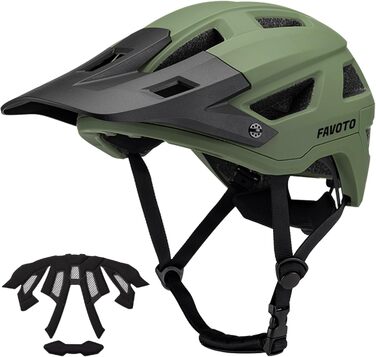 Шолом Favoto MTB з візором, Inmold, регульований, L (57-61см), Army Green