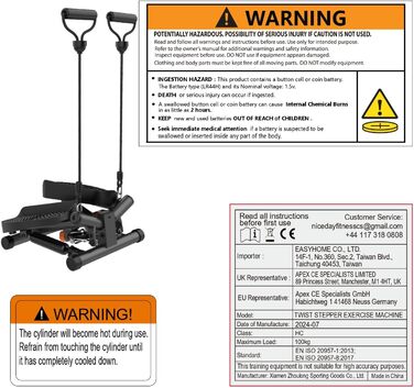 Степпер Niceday Twist для дому Гойдалка степпер з силовими мотузками Степперний велотренажер з LCD дисплеєм Тренувальний пристрій 2 в 1 до 100 кг Тренажер для ніг/рук Twist Stepper зі стрічками