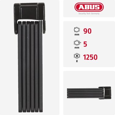 ABUS Bordo Classic 5900/90 ST – складаний велосипедний замок із загартованої сталі з чохлом, рівень безпеки 8