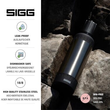 Термос SIGG Alpine Star 0.5 л, нержавіюча сталь, ізольована пляшка для напоїв, з чашкою, для кемпінгу та подорожей, зберігає тепло до 15 годин, холод до 56 годин, BPA-free, сірий